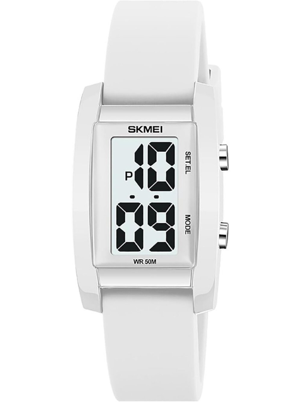 Unisex White Digital Big Numbers LED Sport Casual Silicone Strap Wrist Watch